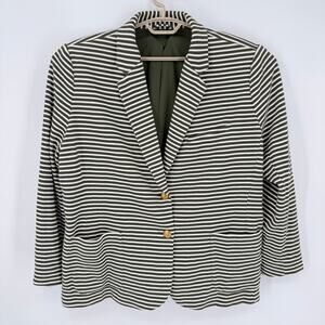 Ralph Lauren Knit Blazer Jacket Olive Green Stripe Gold Buttons Size 3X New